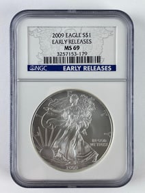 2009 Early Releases NGC Graded MS 69 US Mint American Silver Eagle 1 oz Fine Silver Dollar