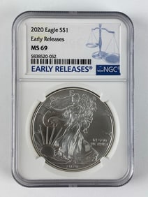 2020 Early Releases NGC Graded MS 69 US Mint American Silver Eagle 1 oz Fine Silver Dollar