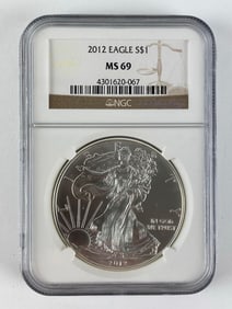 2012 NGC Graded MS 69 US Mint American Silver Eagle 1 oz Fine Silver Dollar
