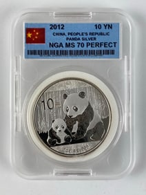 2012 China 10 Yen NGA Graded MS 70 Panda 1 oz .999 Silver