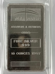 NTR Metals 10 oz .999 Fine Silver Ingot/ Bar