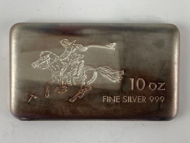 Silvertowne Pony Express 10 oz .999 Fine Silver Ingot/ Bar