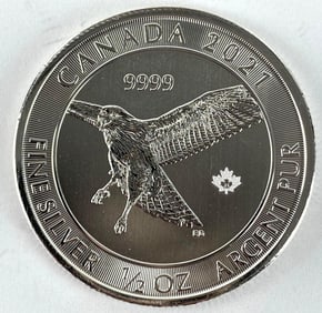 2021 Canada $2 Red-Tail Hawk 1/2 oz .999 Silver Coin