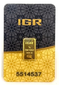 IGR 1 Gram .9999 Fine Gold Bar in Assay