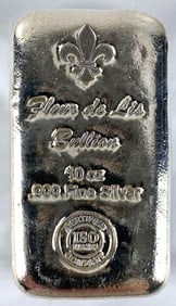 Fleur De Lis Bullion 10 oz .999 Fine Silver Ingot/ Bar