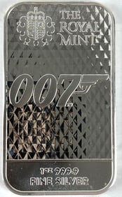 The Royal Mint 007 Diamonds Are Forever 1 oz .999 Fine Silver Ingot/ Bar