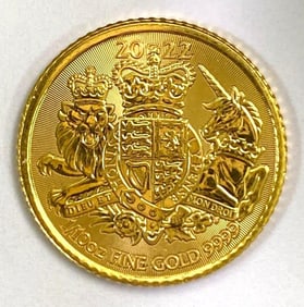 2022 British 10 Pound Royal Arms 1/10 oz .999 Fine Gold Coin