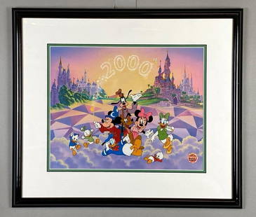 2000 Top of the World with Mickey and Friends Serigraph Cel: Disney Enterprises Inc, Limited Edition of 1000, With COA, Frame measures 19 1/2 x 22 1/2 inches, Serigraph Cel measures 12 1/2 x 15 1/2 inches.