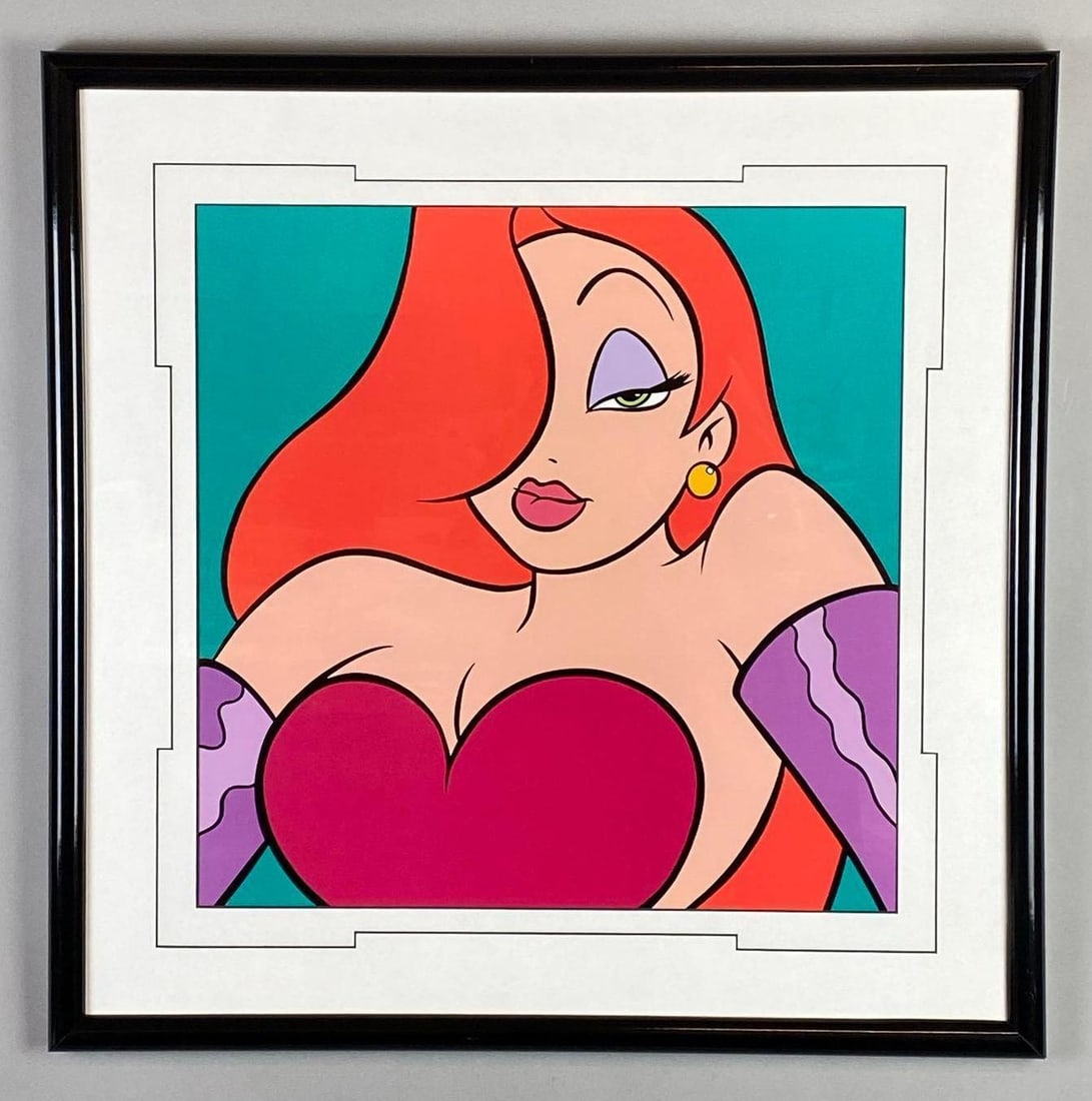 Disney Jessica Rabbit Lithograph Print on Glossy Paper: Frame measures 25 1/4 x 25 1/4 inches, Lithograph measures 18 x 18 inches.