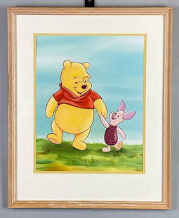 Disney Winnie the Pooh and Piglet Art Print: Frame measures 21 1/4 x 17 1/4 inches, Print measures 15 x 12 inches.