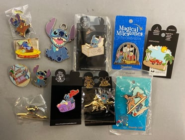 Group of 11 Disney Stitch Enamel Pins and More