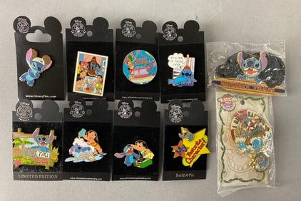Group of 9 Disney Stitch Enamel Pins and More