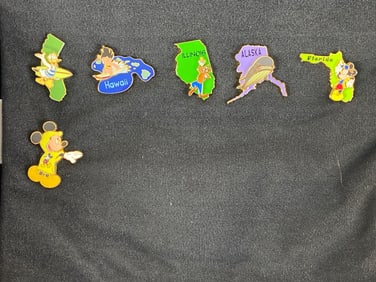 Group of 6 Disney State Pins and More