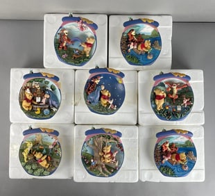 Group of Bradford Exchange Disney Pooh's Hunny Pot Adventures Plates