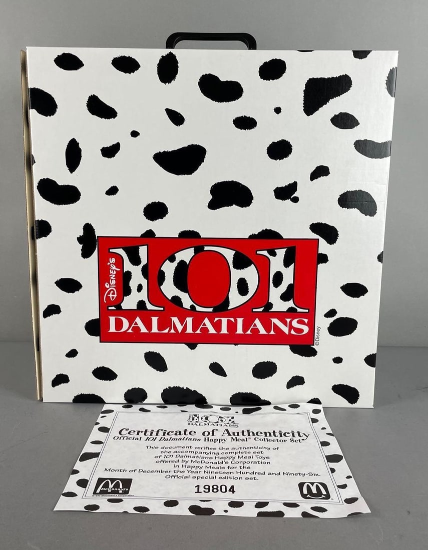 1996 Disney McDonalds 101 Dalmatians Happy Meal Collector Set: Official special edition set, appears complete, includes original shipping box. Case measures 18 x 17 x 9 3/4 inches