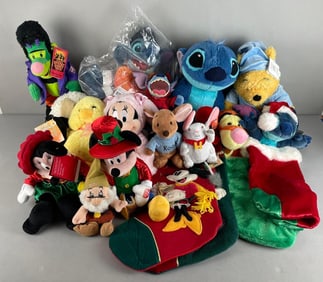 Group of Disney Plushes and More