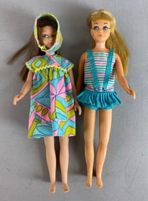Group of 2 Mattel Blonde and Brunette Skipper Barbie Dolls