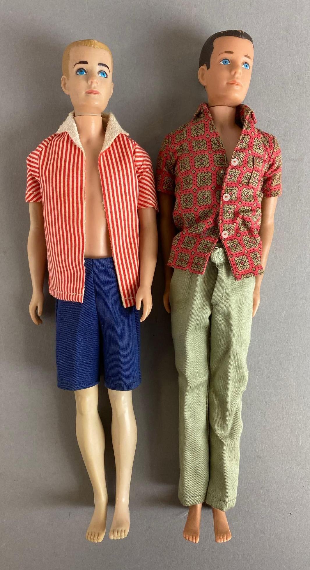 Group of 2 Vintage Mattel Ken Dolls: 1960 Both have discoloration. Largest measures 12 1/4 inches.