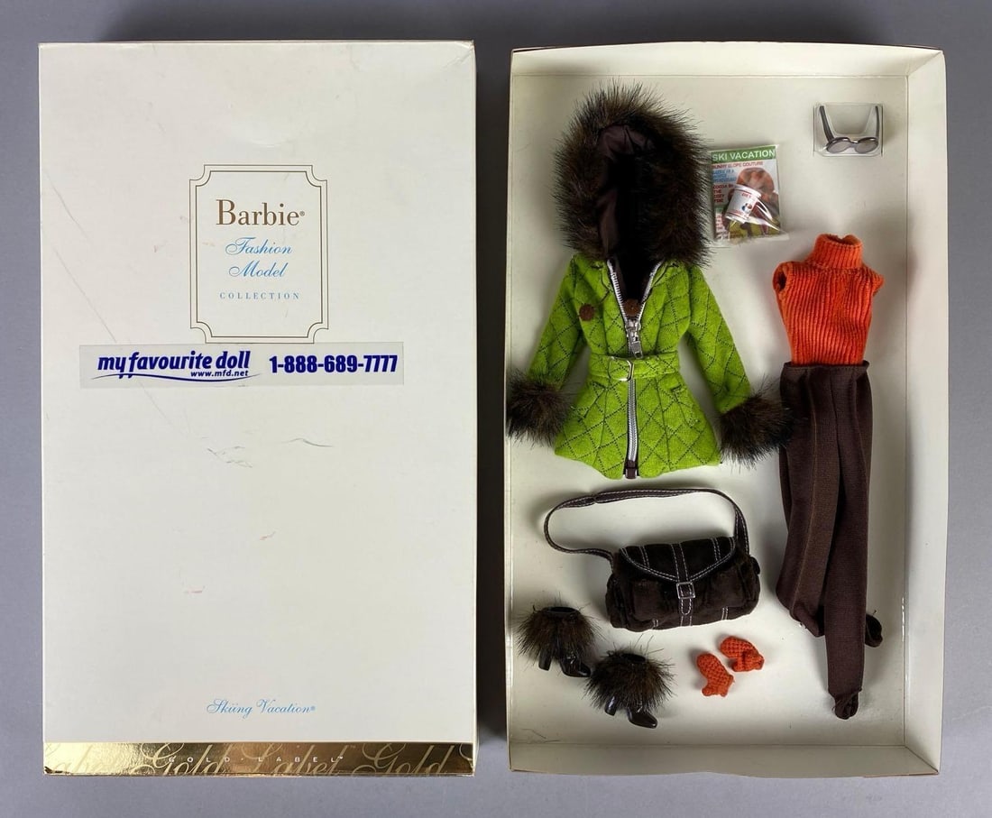 2004 Mattel Barbie Fashion Model Collection Skiing Vacation Fashion Outfit: Gold Label, No. G5271, With original box, New in Box, Limited Edition, Box measures 13 3/4 x 8 x 1 3/4 inches.