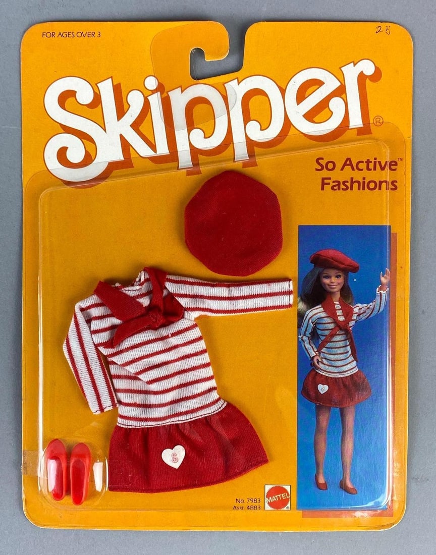 1984 Mattel Barbie Skipper So Active No. 7983 Fashion Outfit: In original packaging, Packaging measures 9 3/4 x 7 1/2 inches, For 9 inch dolls.