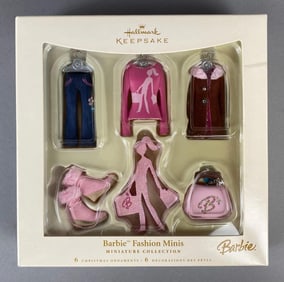 2004 Mattel Barbie Hallmark Fashion Minis Christmas Ornament Set