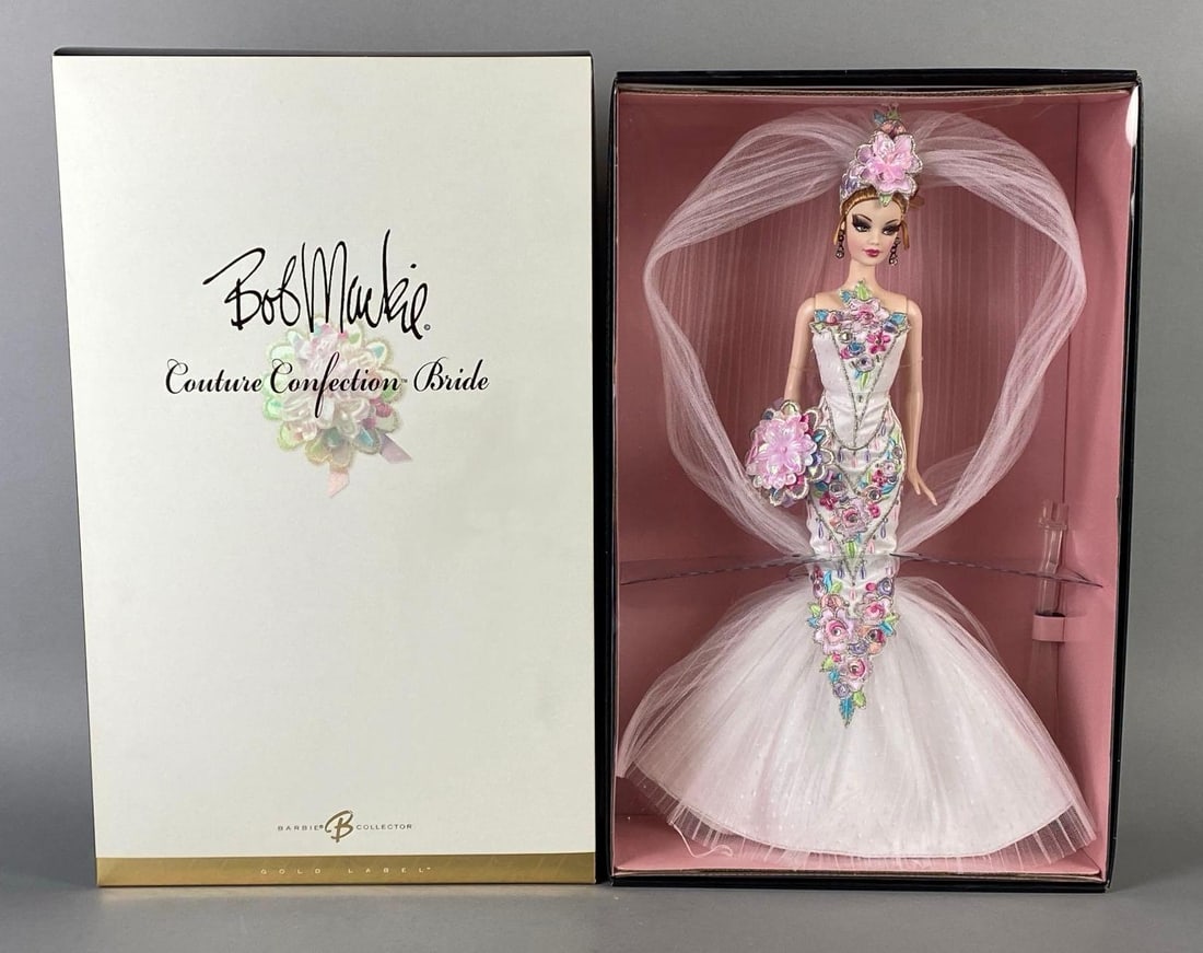 2006 Mattel Bob Mackie Couture Confection Bride Barbie Fashion Doll: Gold Label, No. J0981, In original box, Box measures 15 x 9 1/2 x 4 1/4 inches.