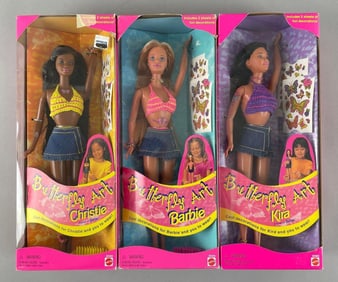 Group of 1998 Mattel Barbie Butterfly Art Fashion Dolls