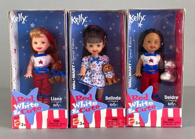 Group of 3 Mattel Kelly Red White and Cute Fashion Dolls