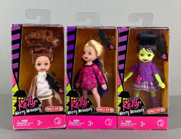 Group of 3 Mattel Barbie Kelly Merry Monsters Fashion Dolls