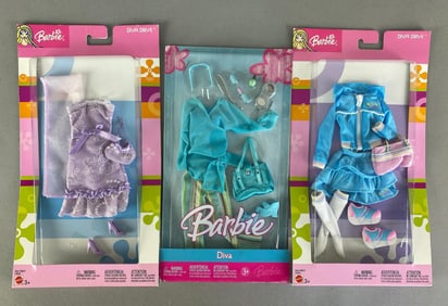 Group of 3 2000s Mattel Barbies Diva Drive Fashion Doll Outfits