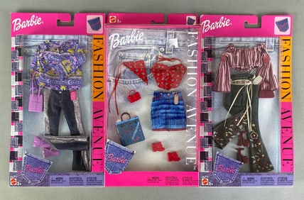 Group of 3 2002 Mattel Barbie Denim Pocket Fashion Avenue Outfits