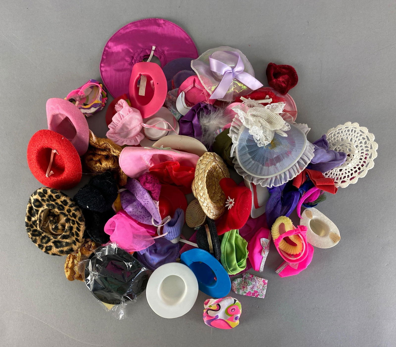 Group of Mattel Barbie Fashion Doll Hats: Includes Cowboy, felt, formal and more, all fit 11 1/2 inch dolls