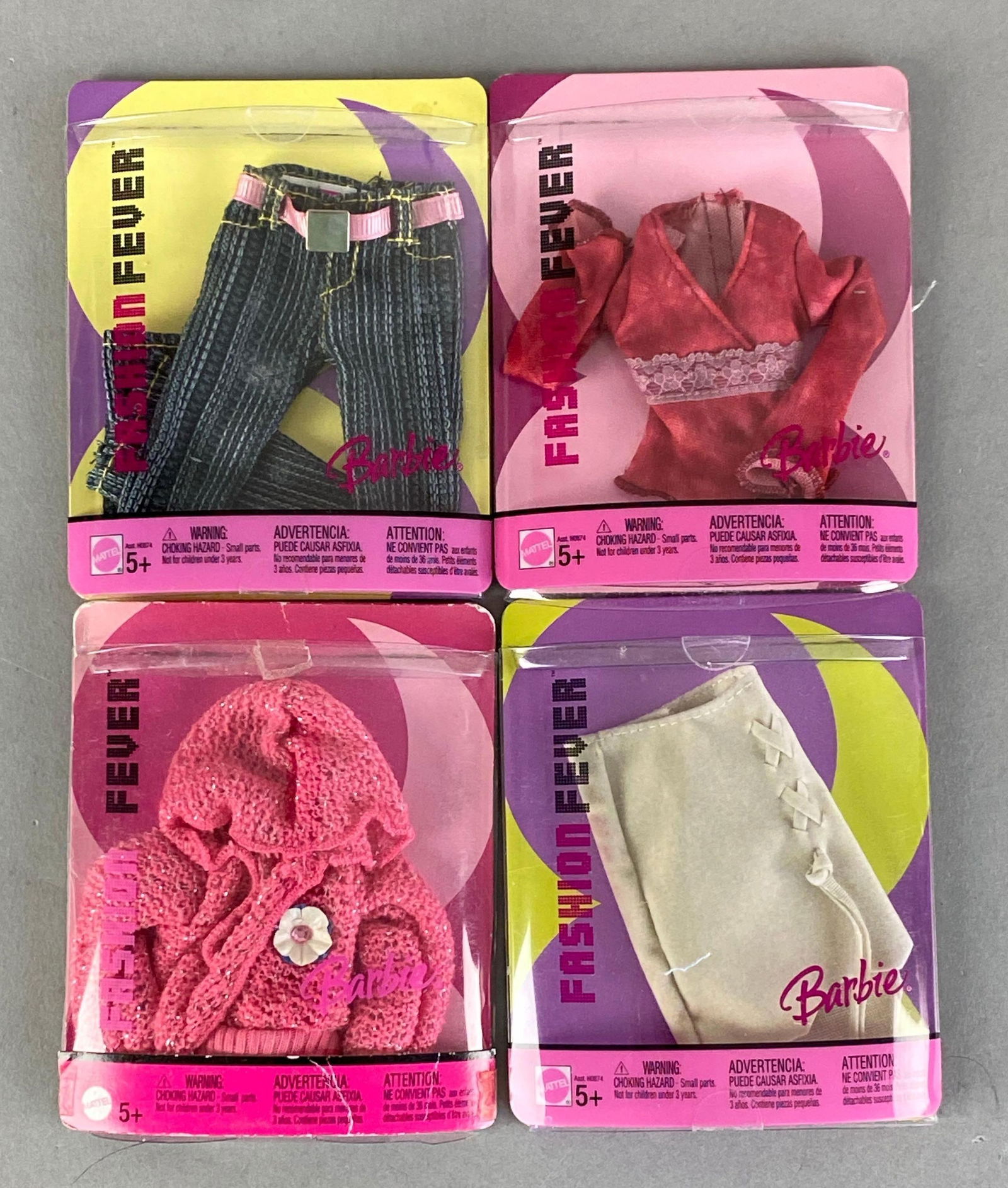 Group of 4 Mattel Barbie Fashion Fever Clothing: All fit 11 1/2 inch fashion doll