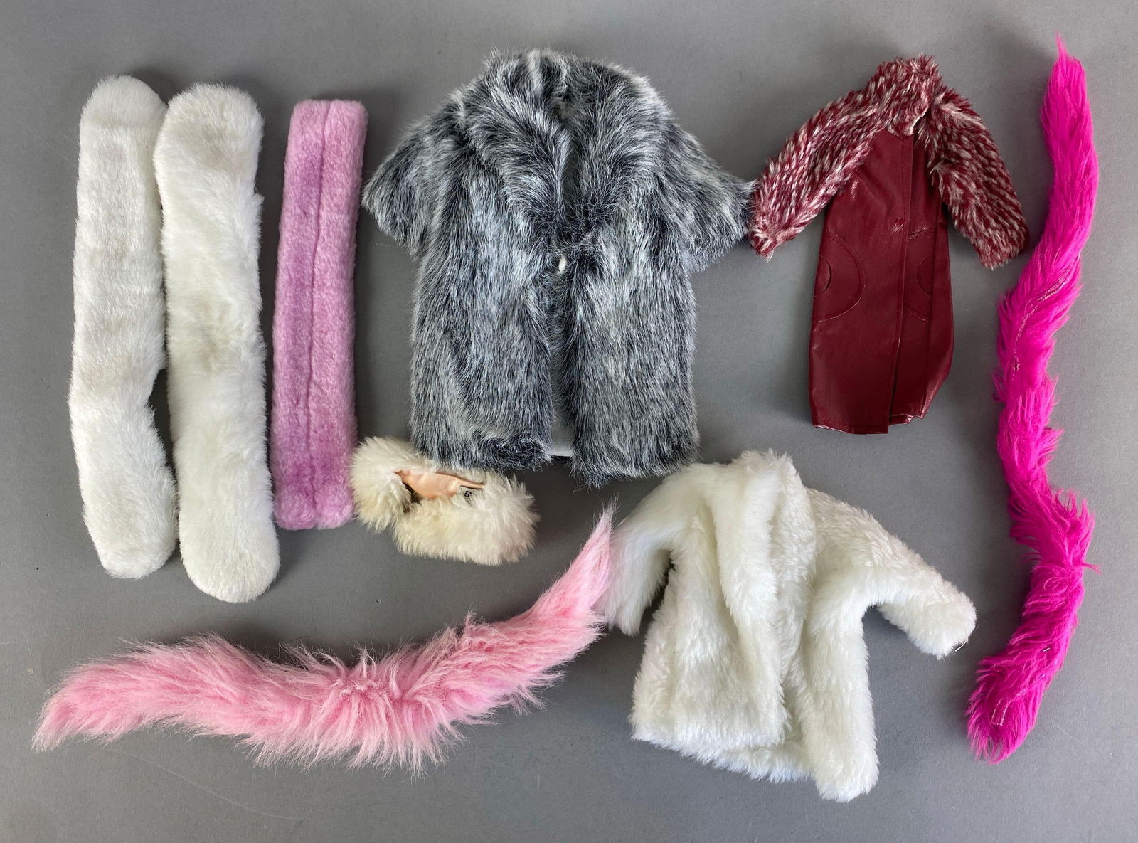 Group of Mattel Barbie Fashion Doll Fur Coats and Wraps: All fit 11 1/2 inch dolls