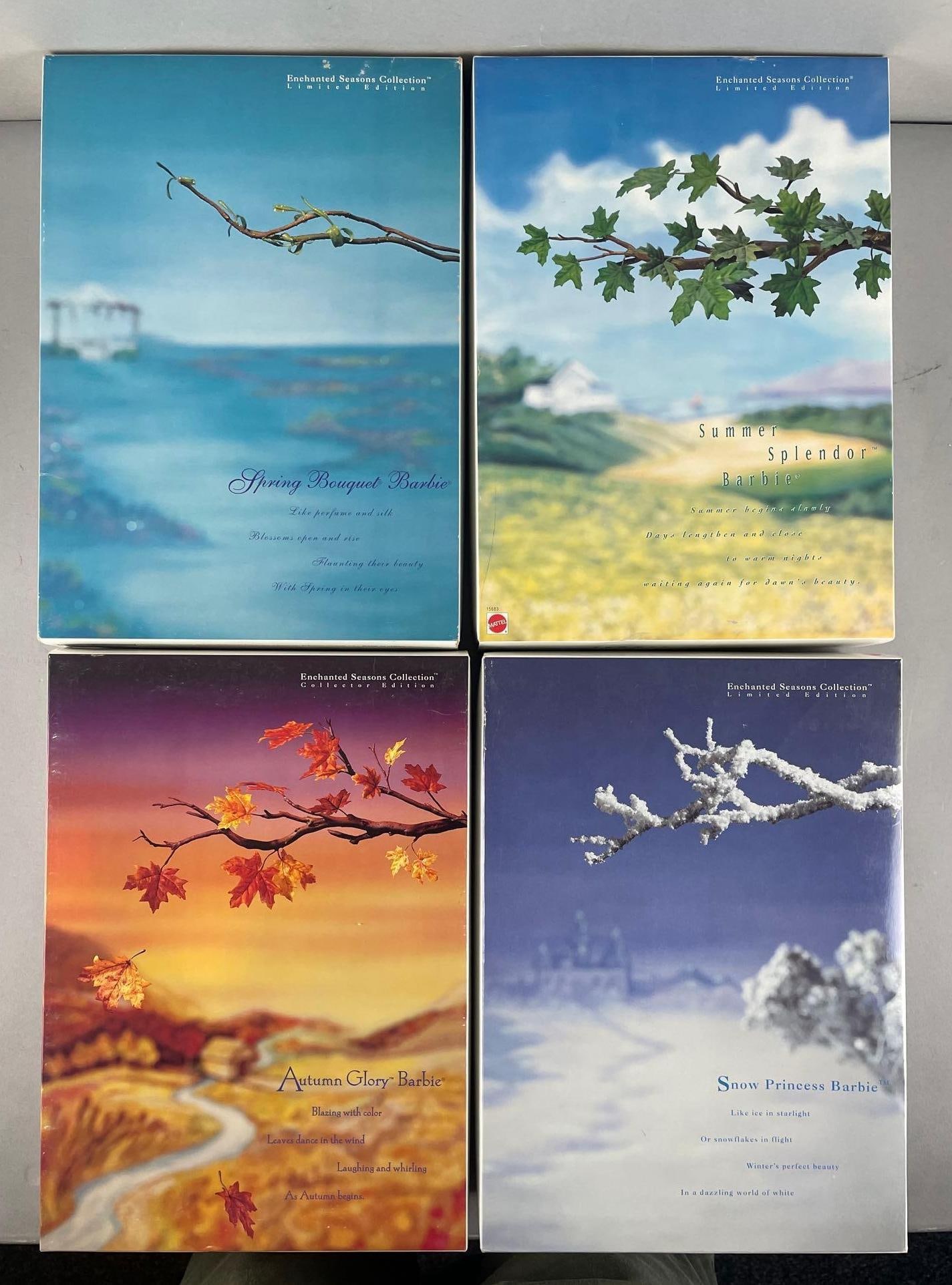 Group of 4 Limited Edition Mattel Enchanted Seasons Barbie Fashion Dolls: Includes all 4 seasons, original packaging