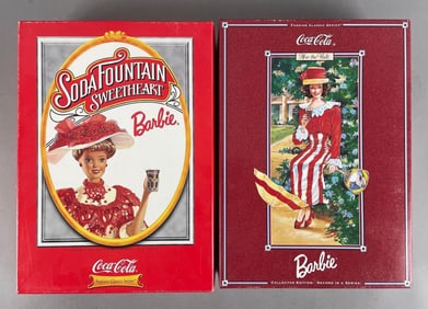Group of 2 Mattel Coca-Cola Barbie Fashion Dolls