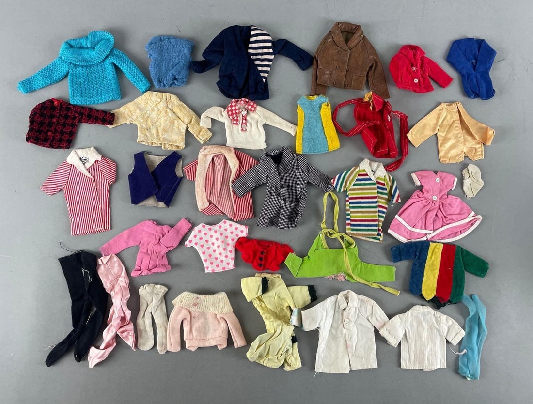 Group of Vintage Barbie and Ken Fashion Doll Clothing: Includes shirts, jackets, tights