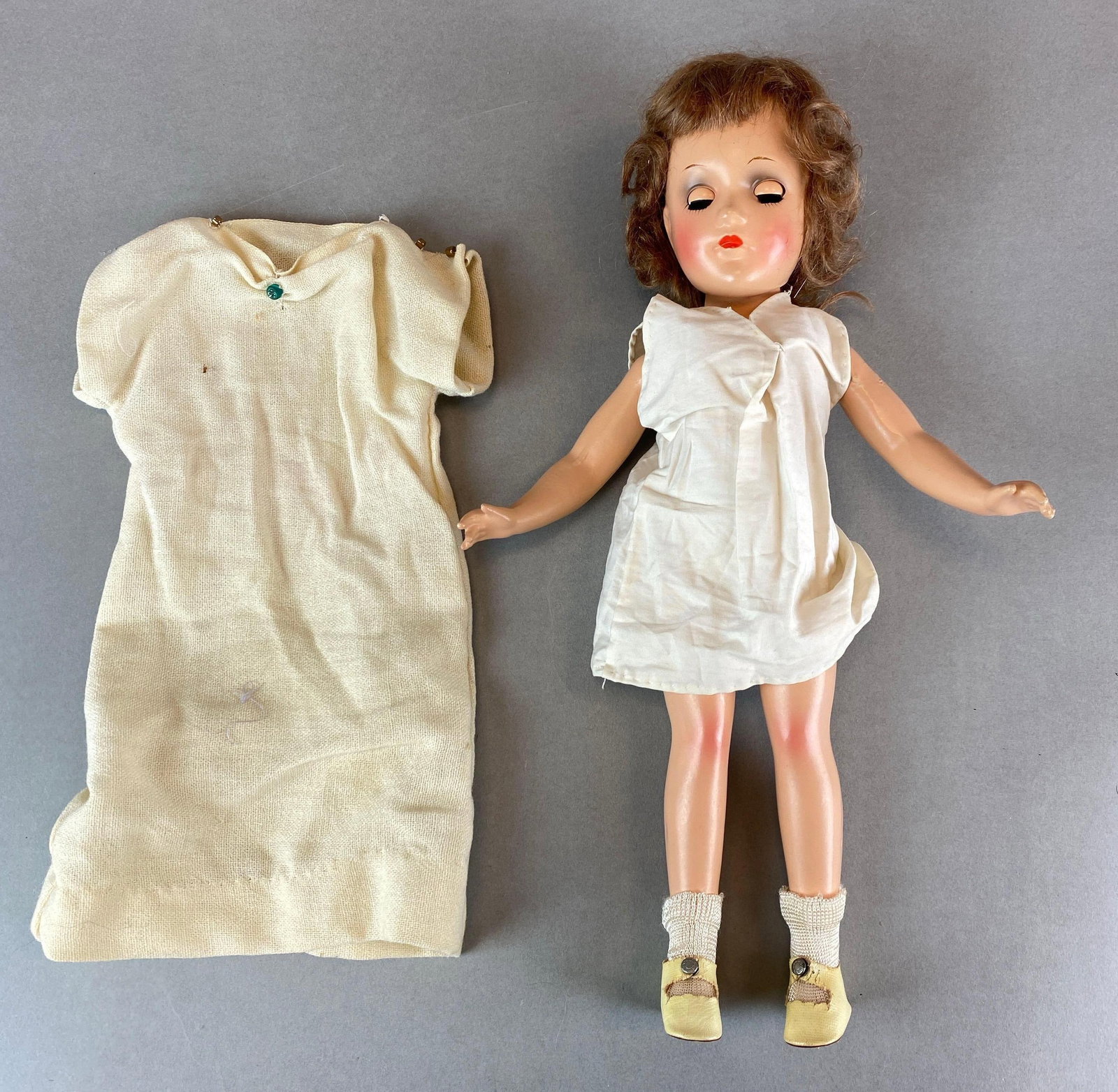 Vintage Blonde Blinking Doll with Nightgown: Doll measures 14 inches tall