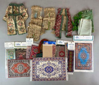 Group of Miniature Dollhouse Rugs and More