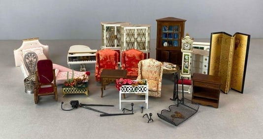 Group of Vintage Miniature Doll Furniture and Accessories