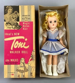 Vintage Ideal Toni P-90 Blonde Walker Doll with Original Box