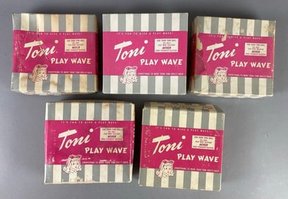 Group of 5 Vintage Ideal Toni Play Wave Kits with Original Boxes