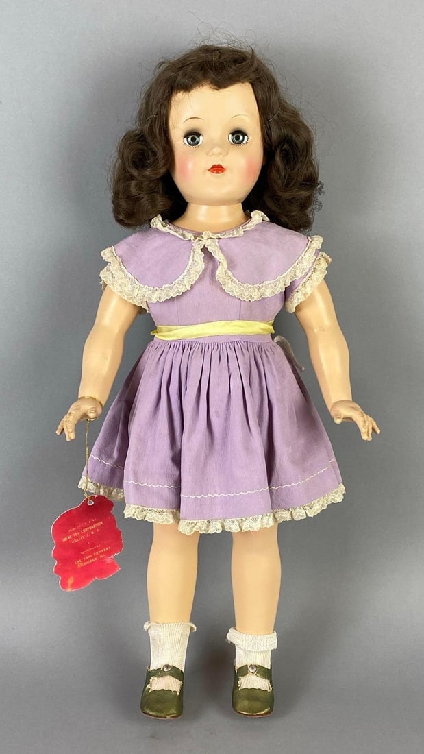 Vintage Ideal Toni P-93 Brunette Doll: Blue-Green sleepy eyes, Doll measures 20 1/2 inches tall.