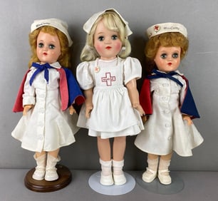 Group of 3 Vintage Ideal Toni Nurse Dolls