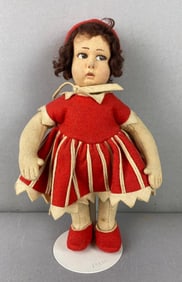 Hand Made Felt Maggie Brunette Doll