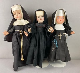 Group of 3 Vintage Composite Nun Dolls