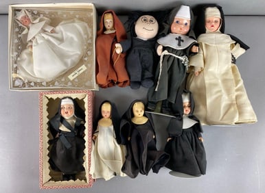 Group of 9 Vintage Nun Dolls