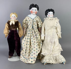 Group of 3 Porcelain Bisque Dolls