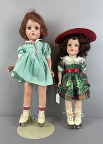 Group of 2 Vintage Plastic Roller Skating Dolls