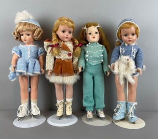 Group of Vintage Plastic Ice Skating Dolls